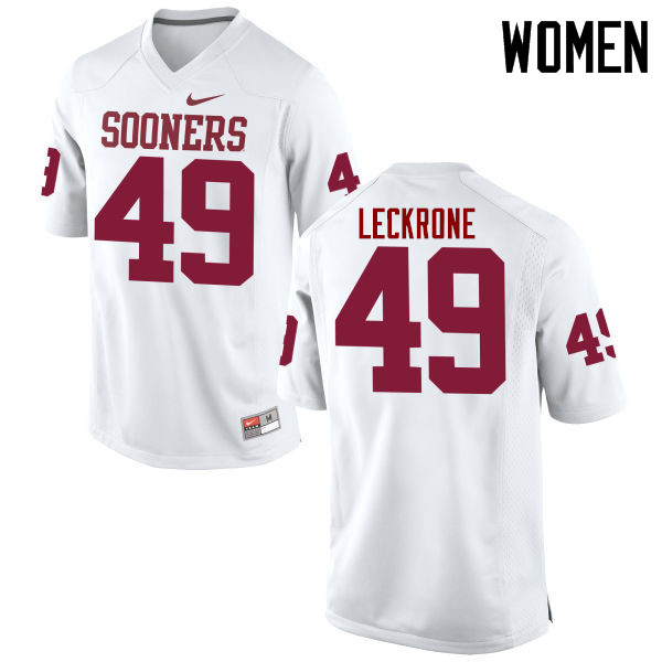 Women Oklahoma Sooners #49 Matthew Leckrone College Football Jerseys Game-White